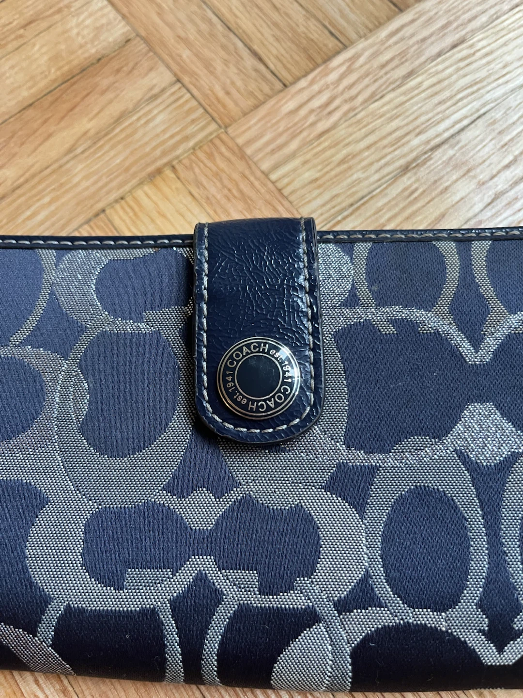 Coach Signature C Jacquard Navy Accordion Zip Around Long Wallet - photo 3