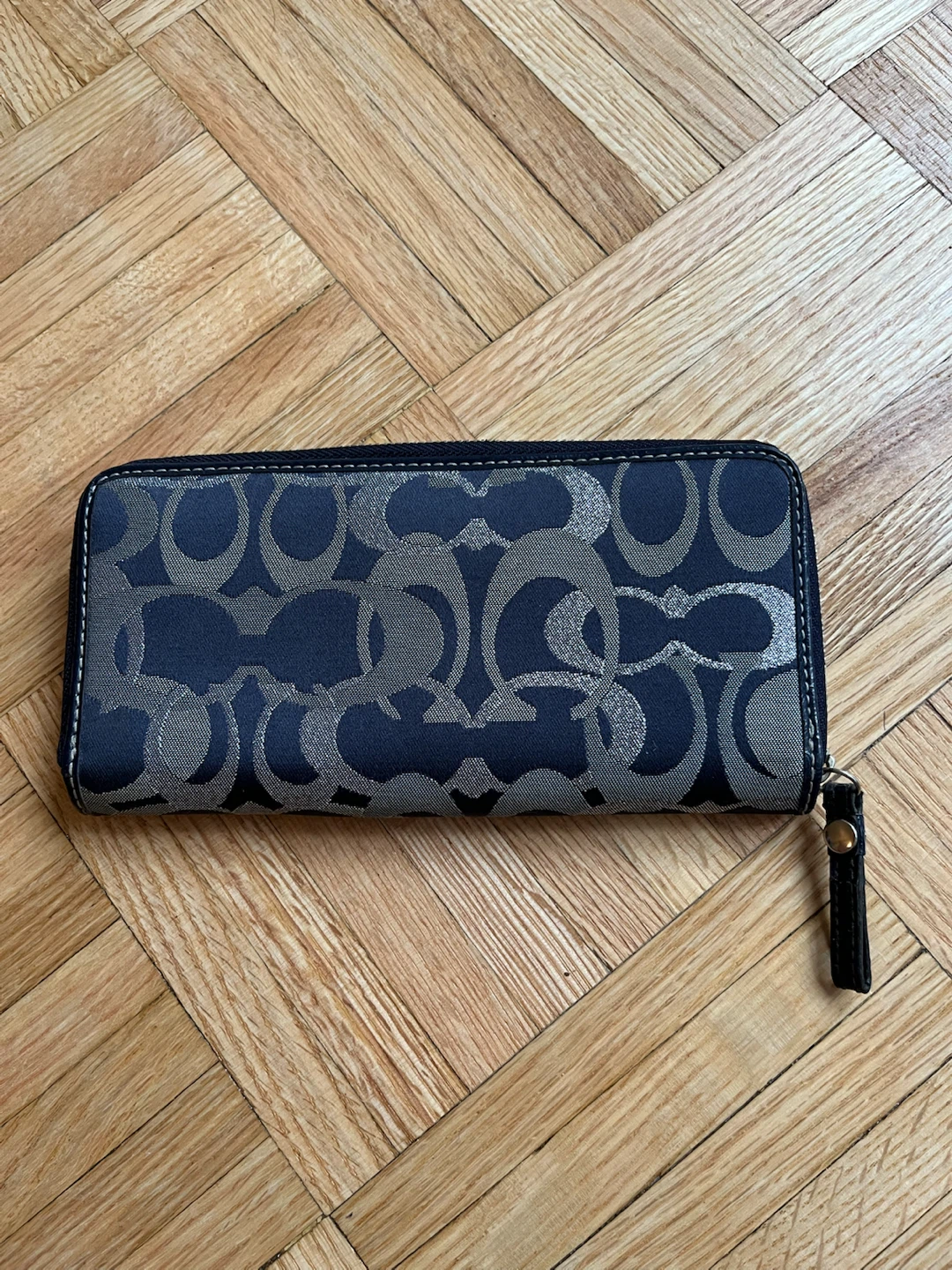 Coach Signature C Jacquard Navy Accordion Zip Around Long Wallet - photo 4
