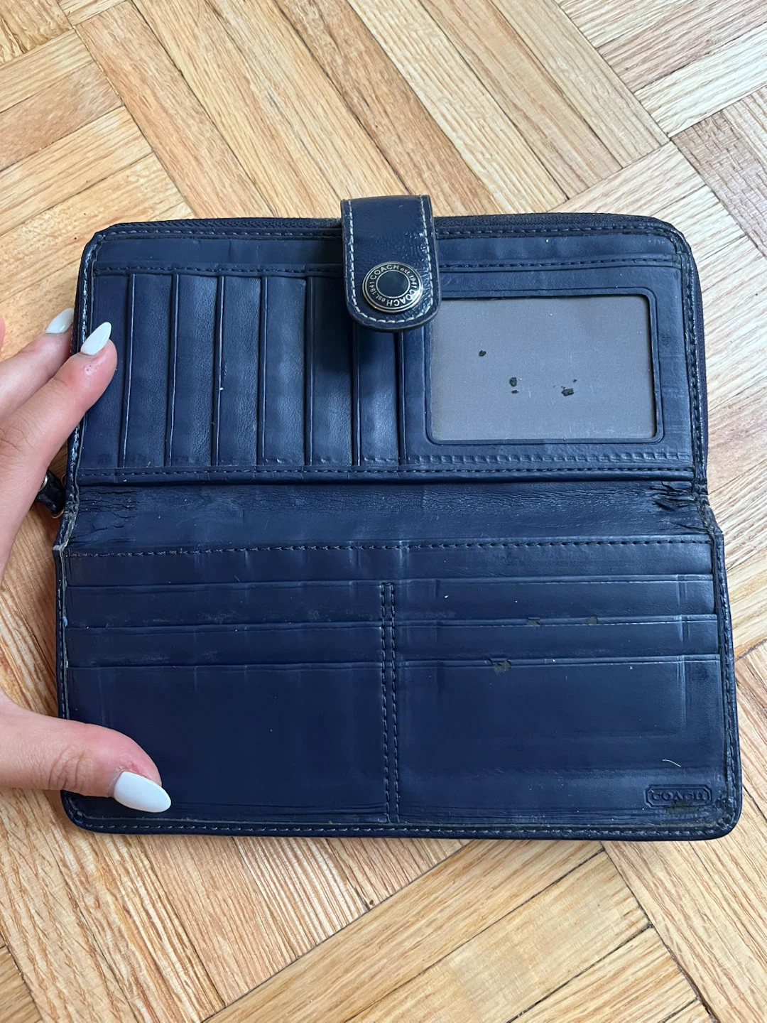 Coach Signature C Jacquard Navy Accordion Zip Around Long Wallet - photo 5