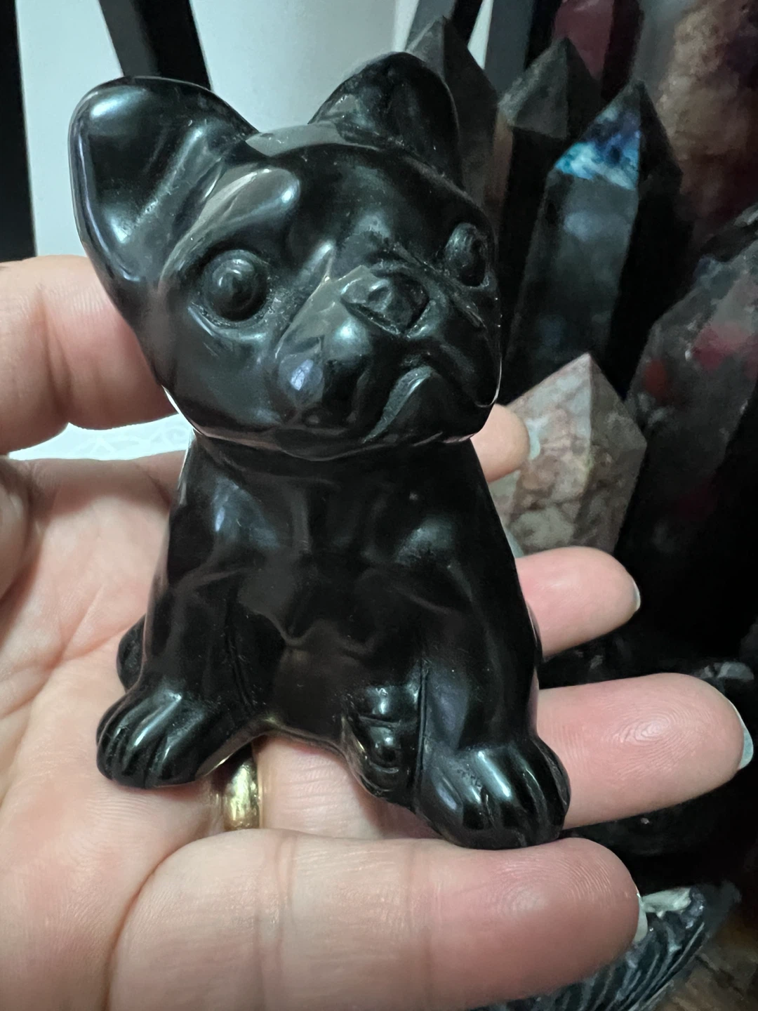 BLACK OBSIDIAN DOG CARVING - photo 5