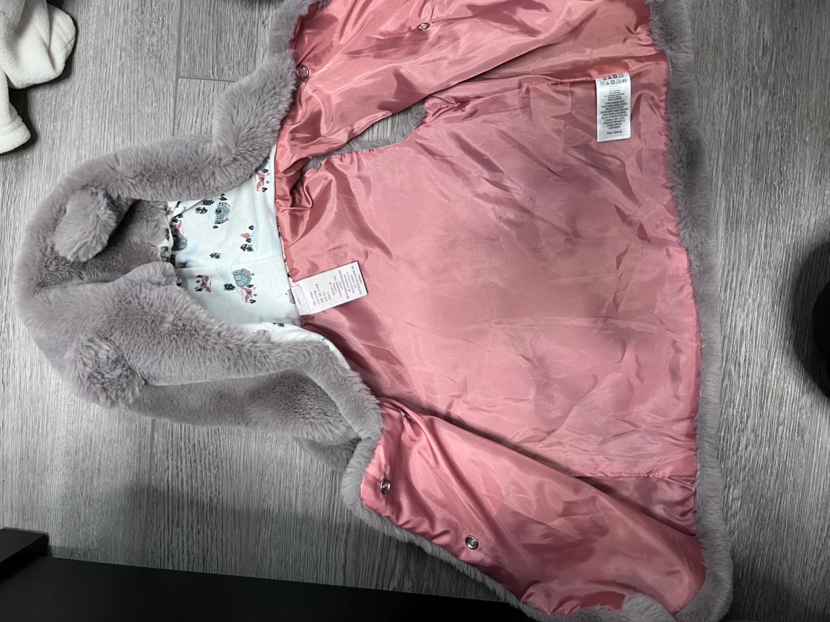 Baby Grey Faux Fur Vest with Hood - photo 3