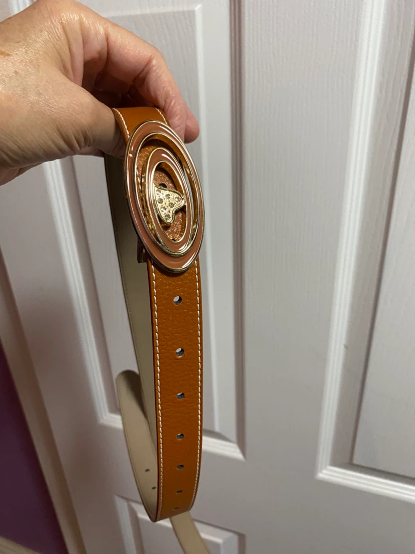 Tan Leather Belt with Oval Buckle
