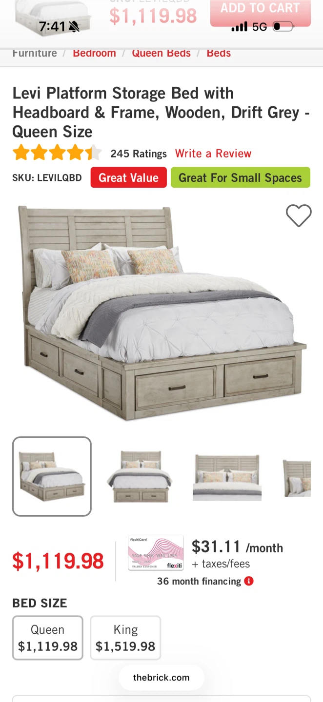 Bed frame with storage