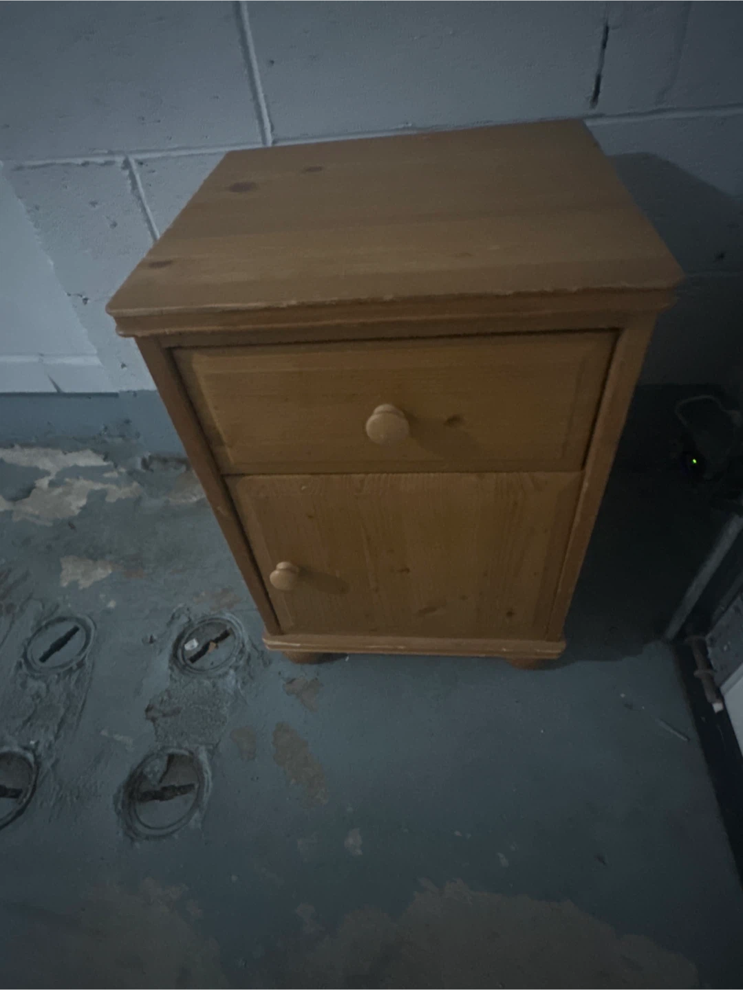 Wooden Bedside Table with Drawer and Cabinet
