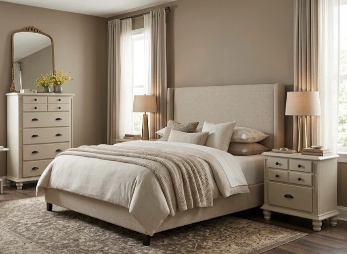 Hardwood Bedroom Set Tall Dresser & Nightstands