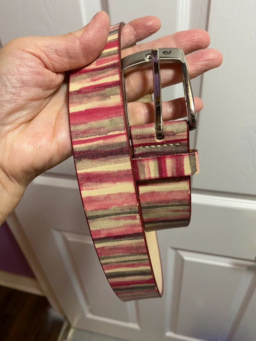 Vineyard Vines Striped Leather Belt
