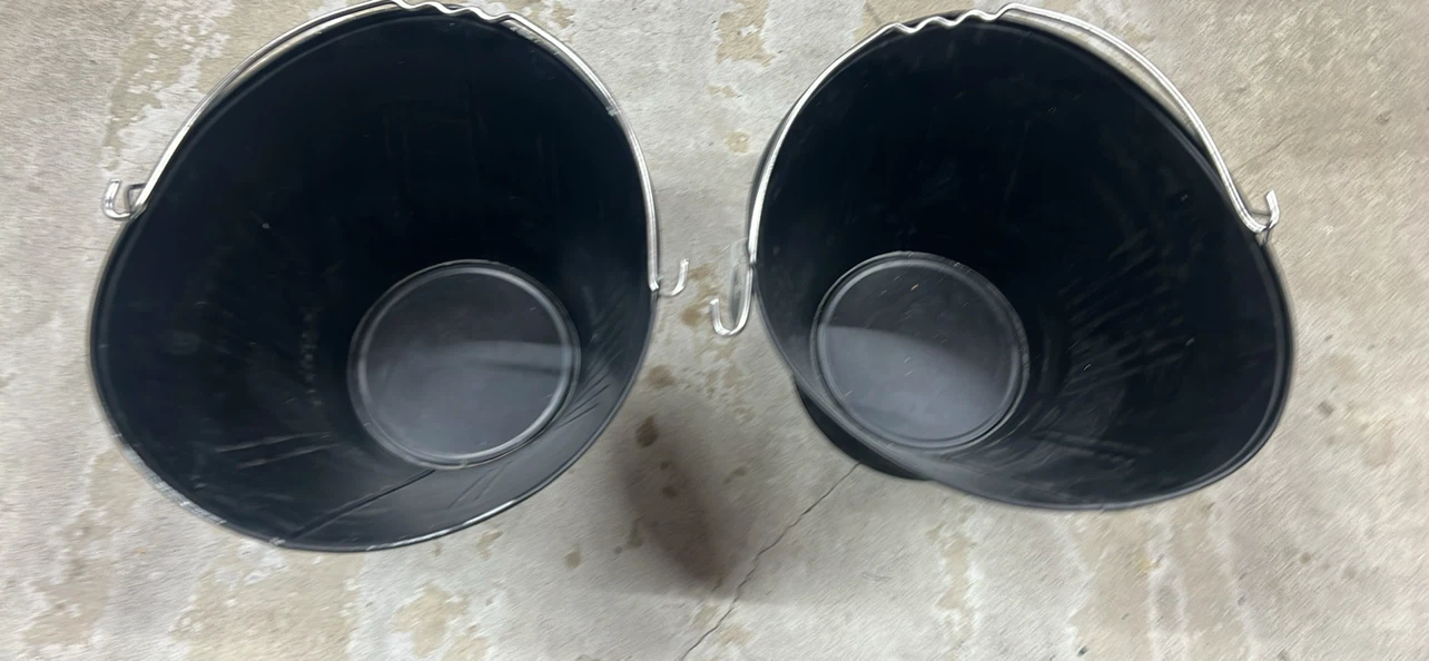 Set of Two Black Metal Buckets