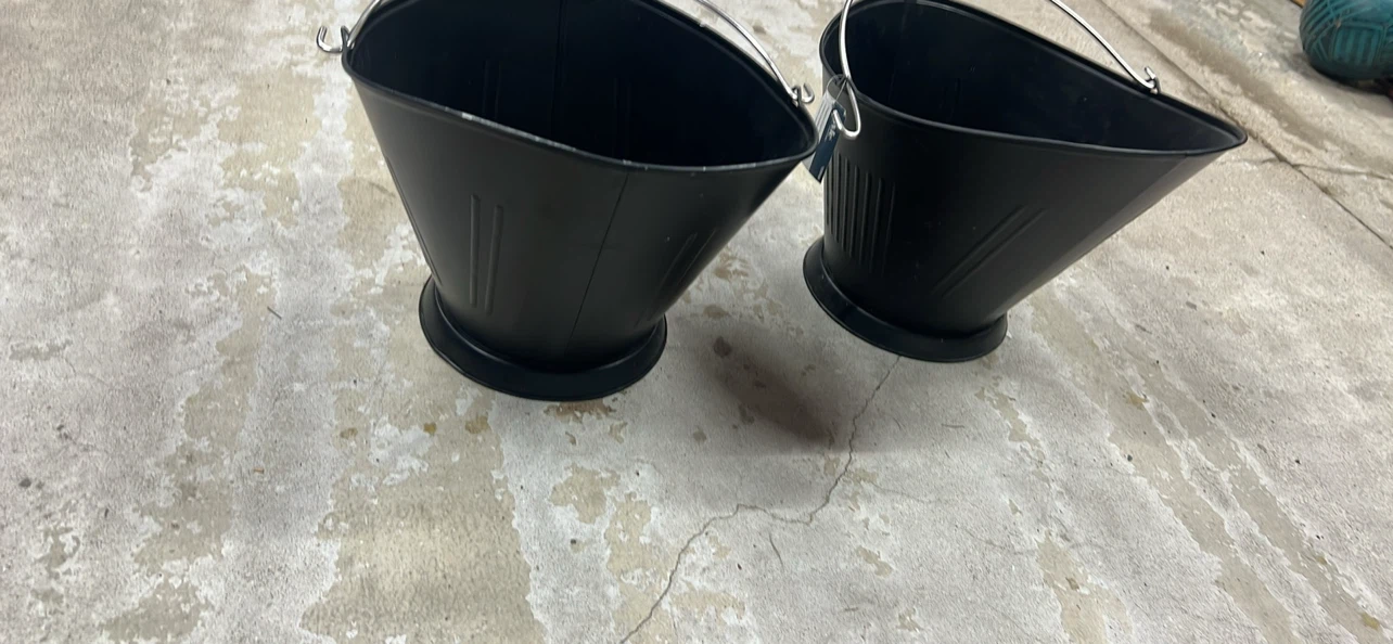 Set of Two Black Metal Buckets - photo 2