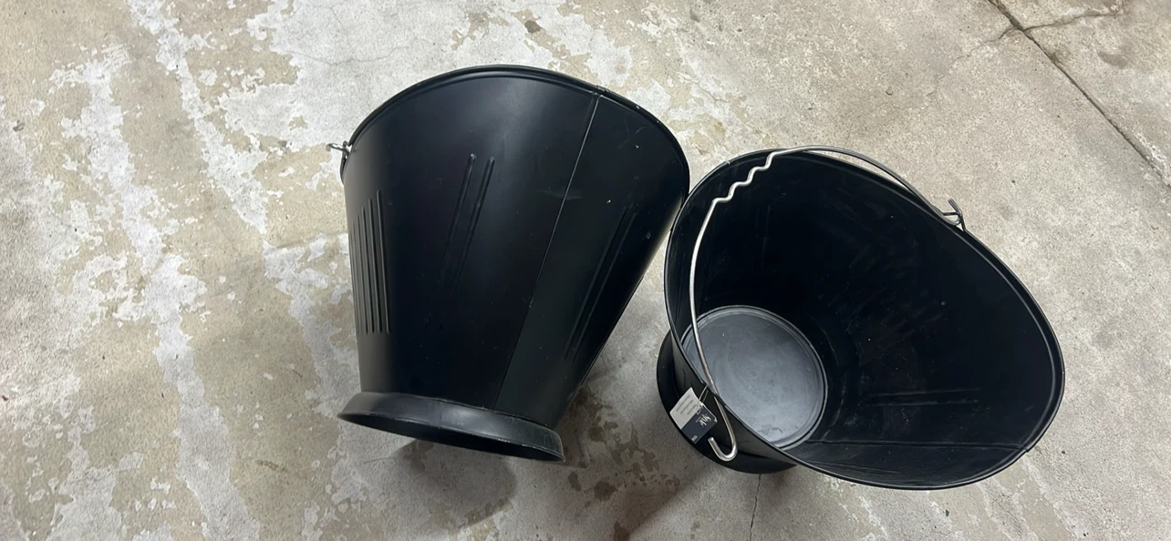 Set of Two Black Metal Buckets - photo 3
