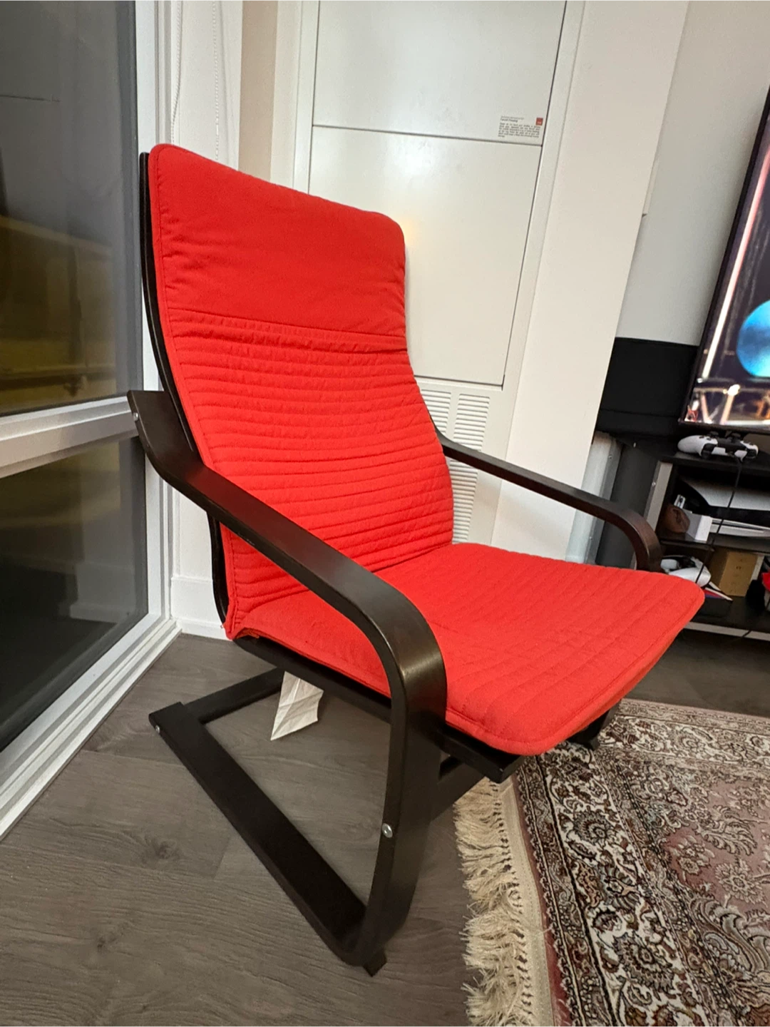 IKEA Poang Armchair Black-Brown with Red Cushion - photo 2