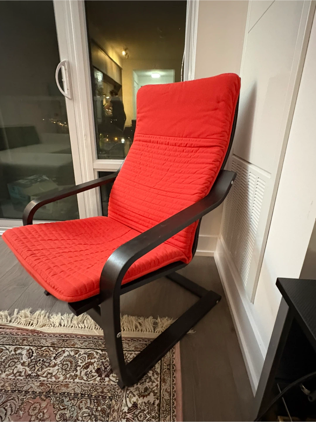 IKEA Poang Armchair Black-Brown with Red Cushion - photo 3