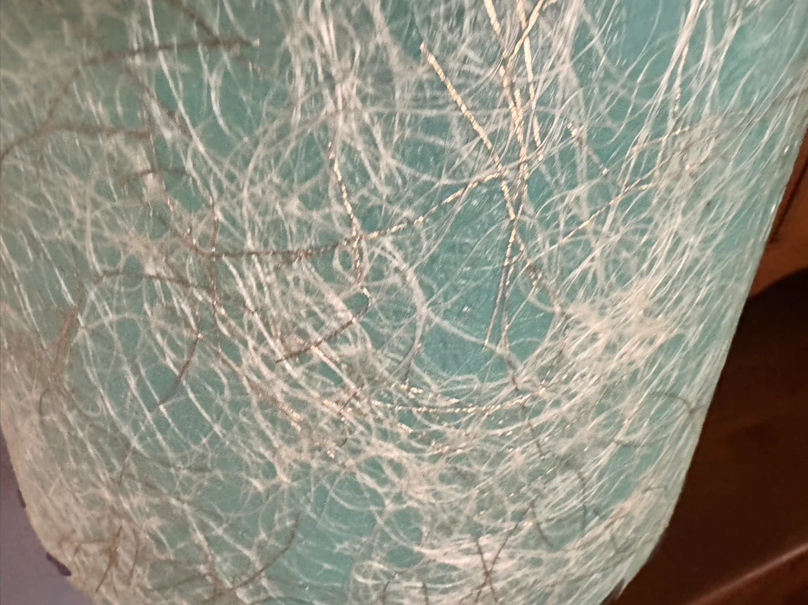 Vintage Stacked Glass Table Lamp with MCM Fiberglass Shade - photo 3