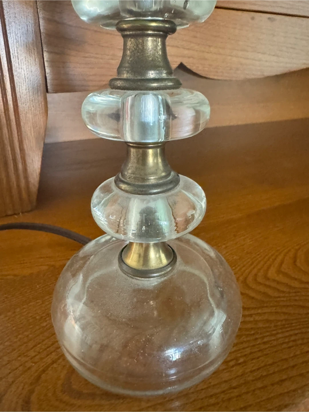 Vintage Stacked Glass Table Lamp with MCM Fiberglass Shade - photo 4