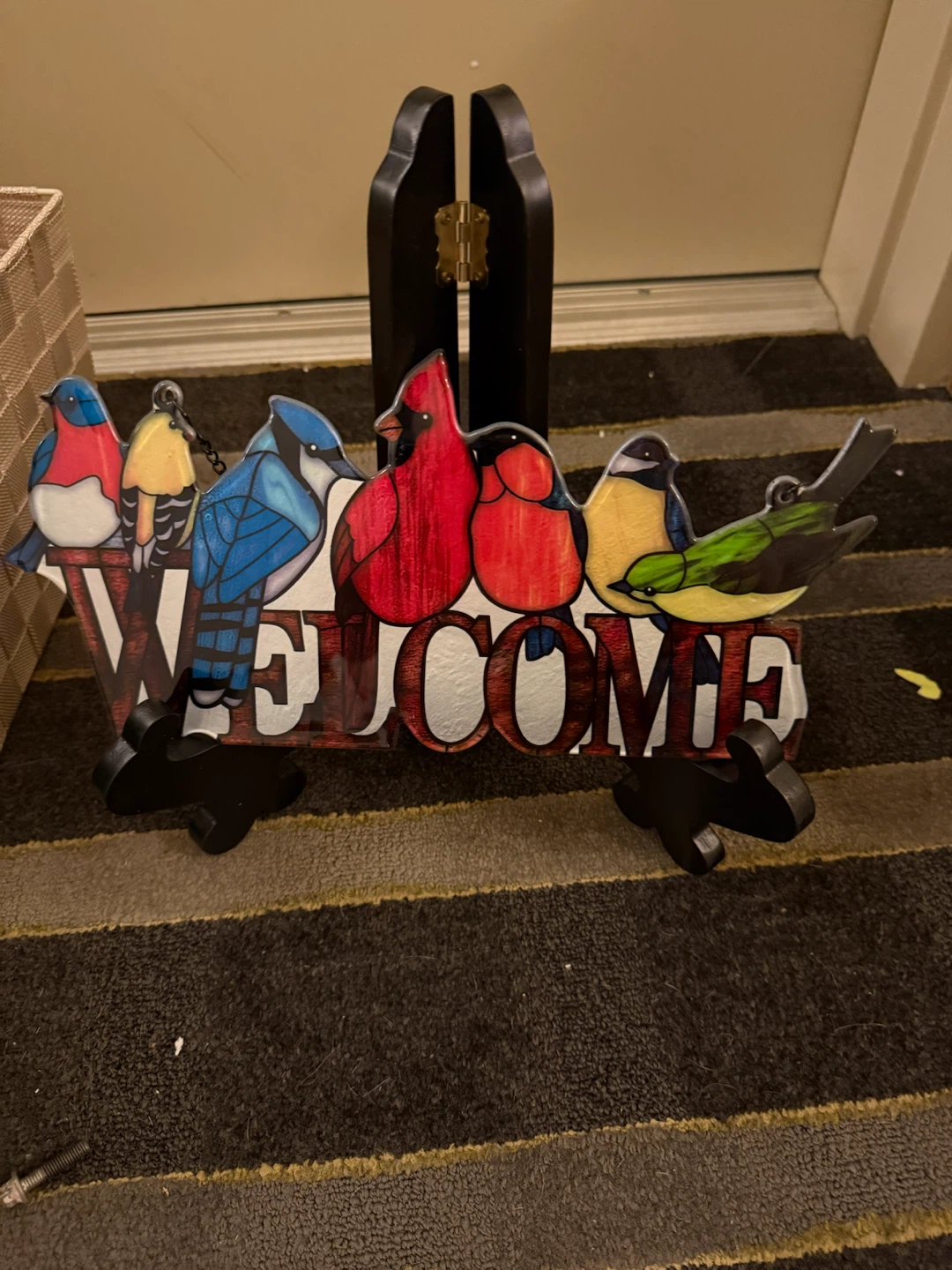Stained Glass Style Welcome Bird Sign