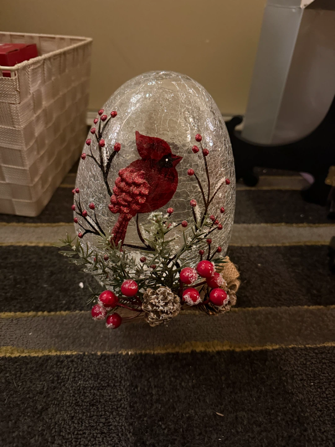 Light-up Glass Cardinal Holiday Decoration