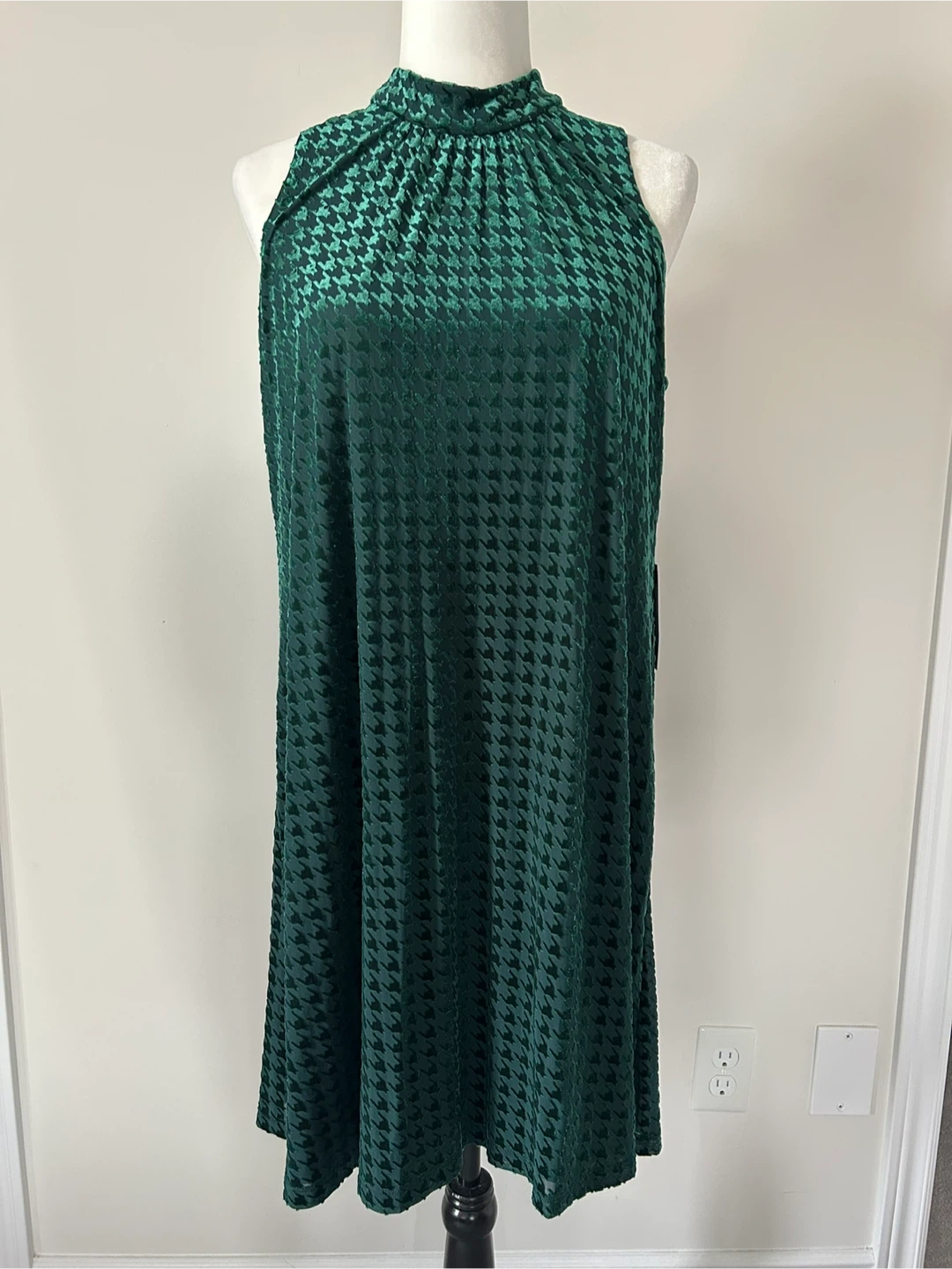 Size 8 (M) - Tommy Hilfiger Green Houndstooth Dress