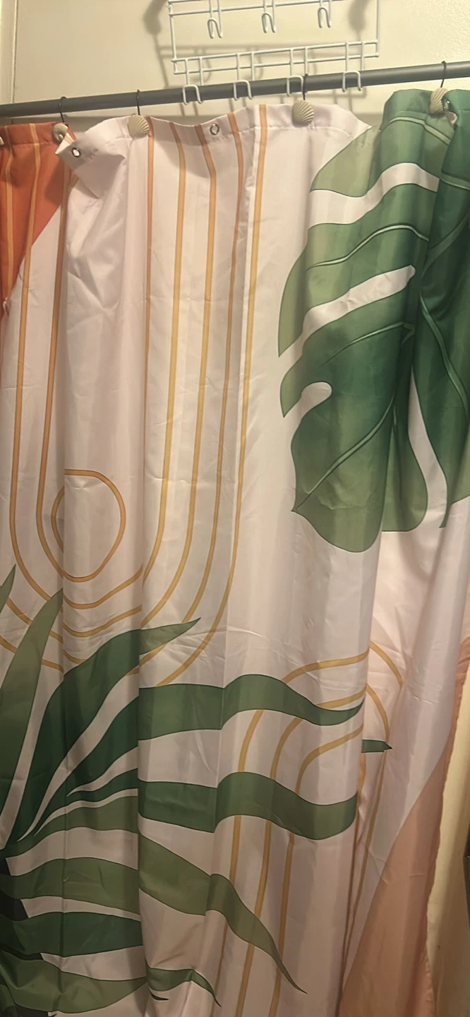 Shower Curtain with Leaf and Sun Design - photo 4