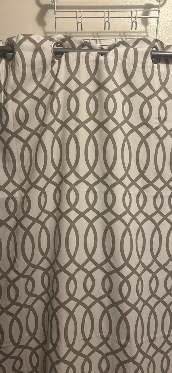 2 Grey and white patterned curtains with grommets - photo 3