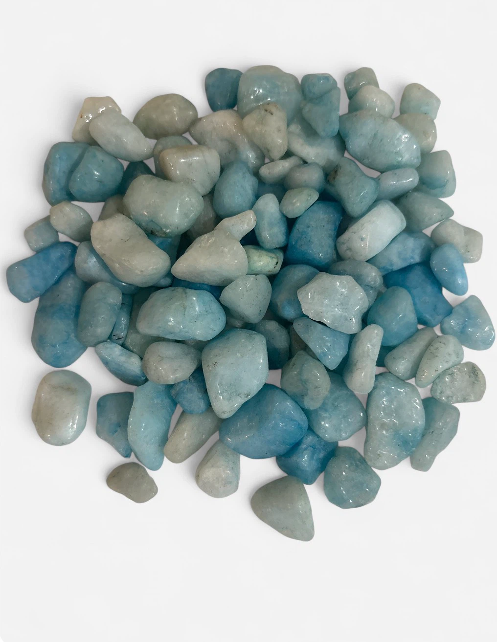 Glass jar of blue aquamarine tumbled stones - photo 4