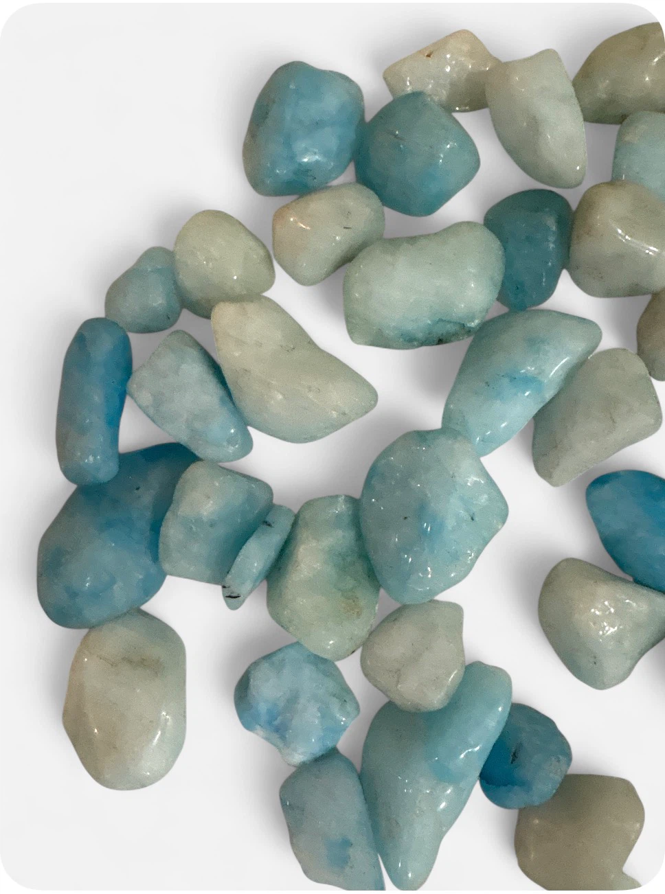 Glass jar of blue aquamarine tumbled stones - photo 5