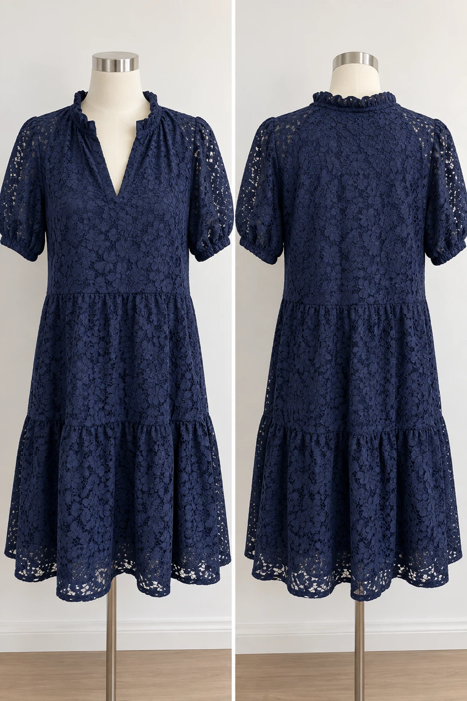 CeCe Navy Lace Tiered Dress XL - BNWT