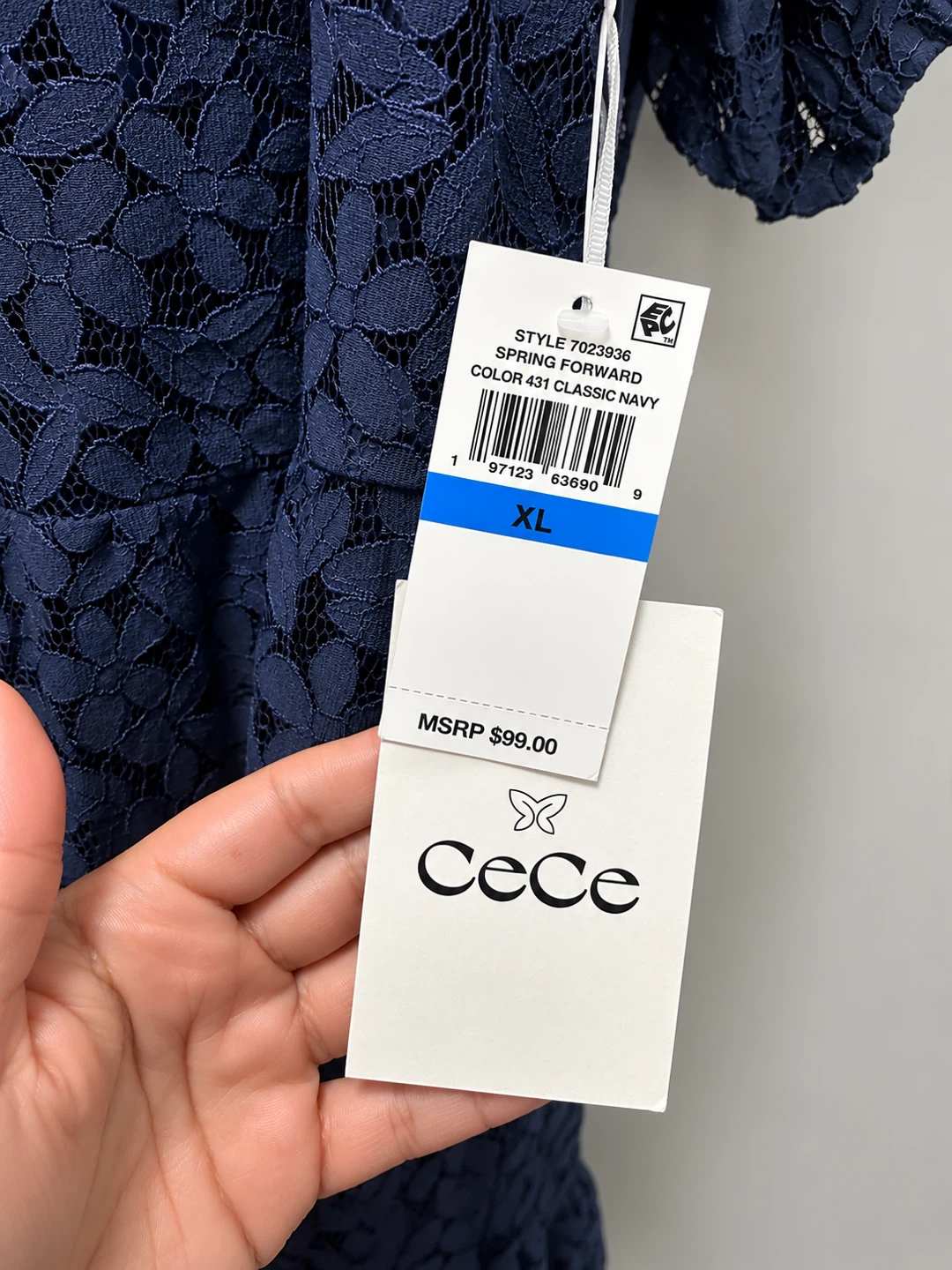 CeCe Navy Lace Tiered Dress XL - BNWT - photo 4