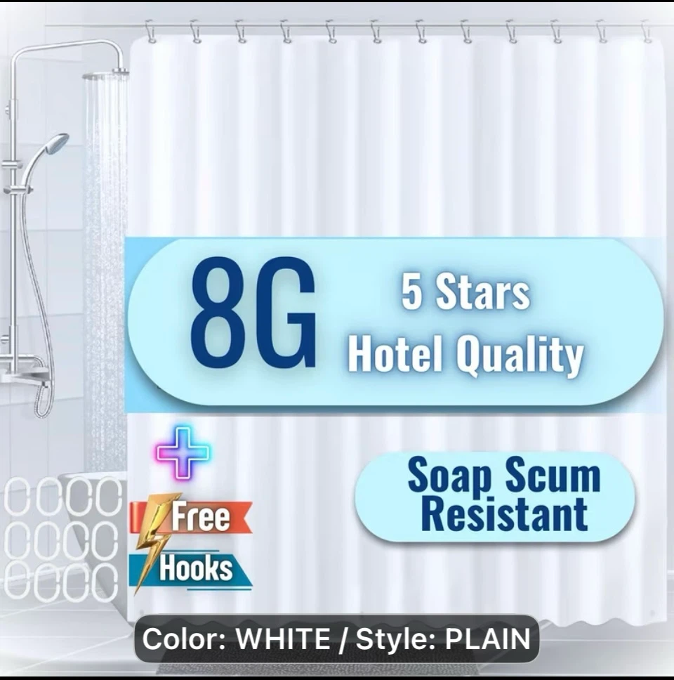 Casperhills Legacy PEVA Heavy Shower Liner with Hooks - photo 3
