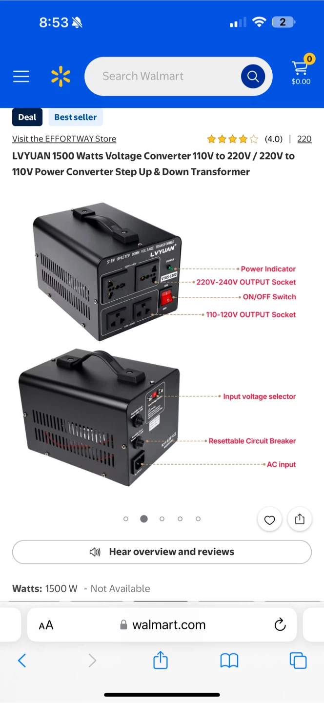 LVYUAN 1500W Voltage Converter Transformer VTUS-1500 - photo 4