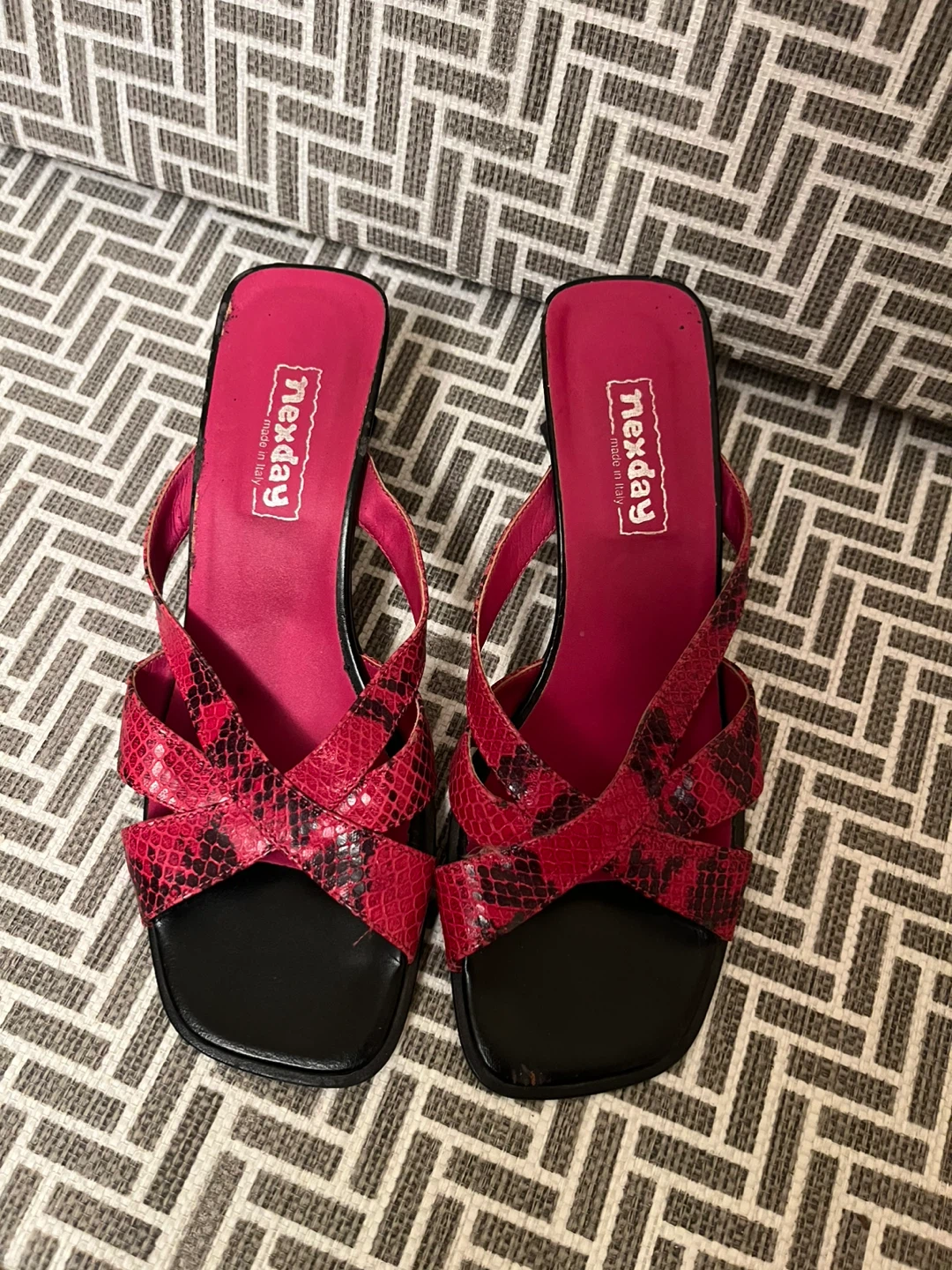 Nexday Red Snake Print Sandals Size 6