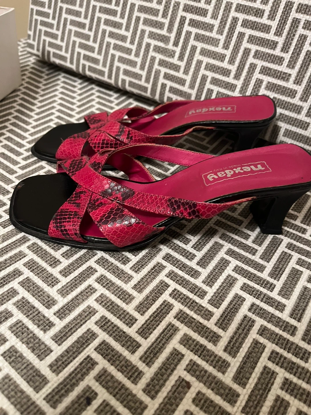 Nexday Red Snake Print Sandals Size 6 - photo 2