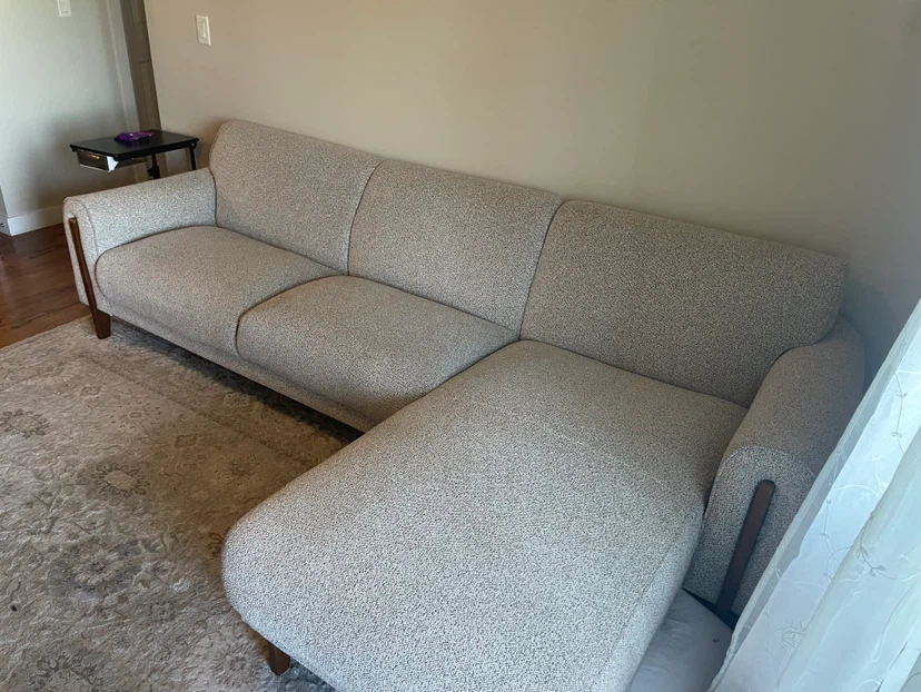 Grey sectional with accent wood - photo 2