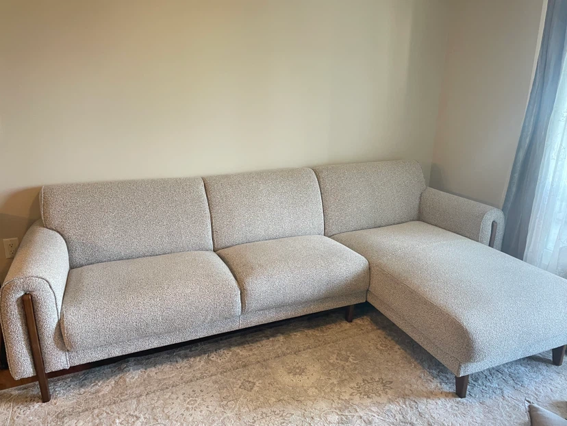 Grey sectional with accent wood - photo 3