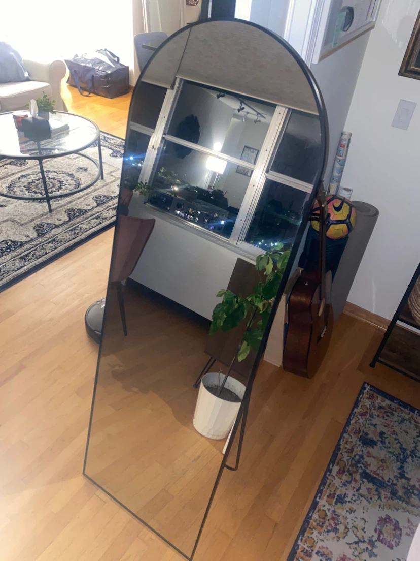 Arched Full Length Floor Mirror, Black - photo 2
