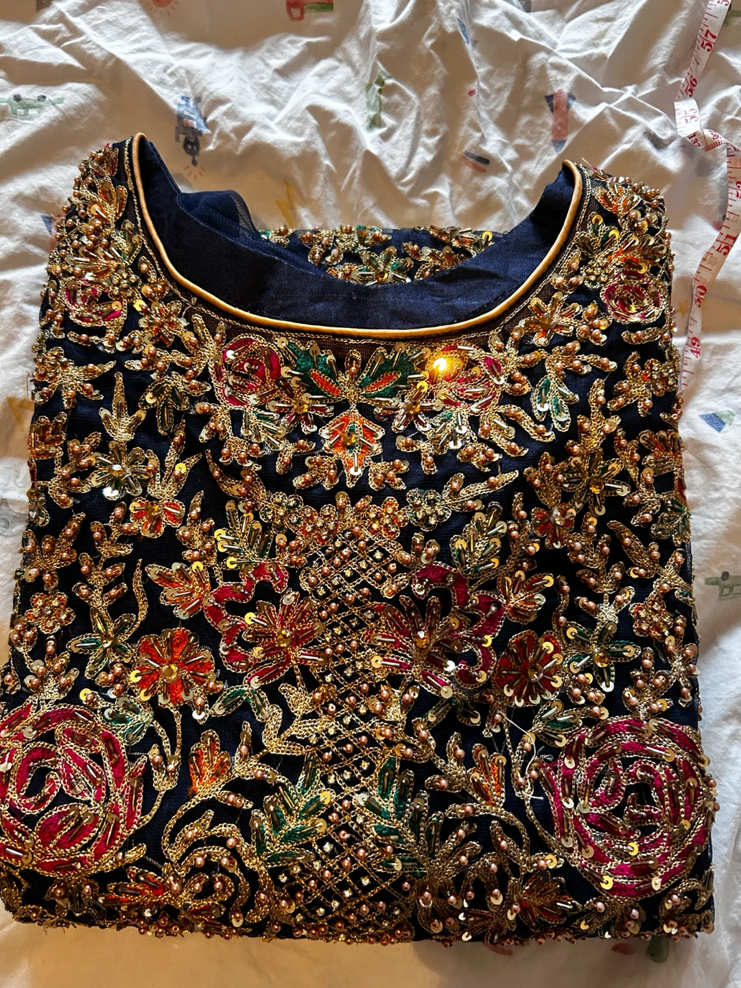 Embroidered Blue and Gold Traditional Outfit - photo 2