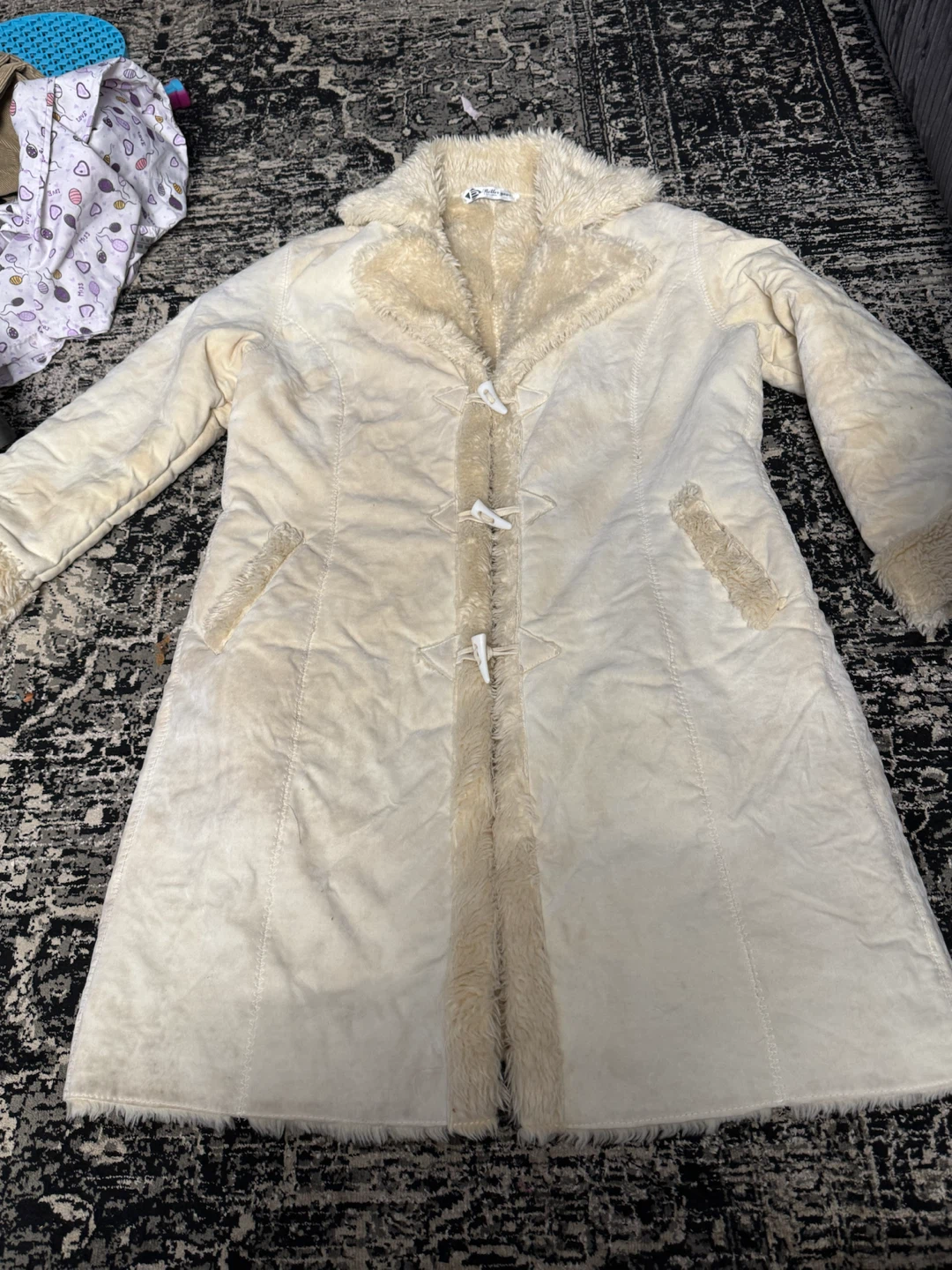 Cream Faux Shearling Long Coat