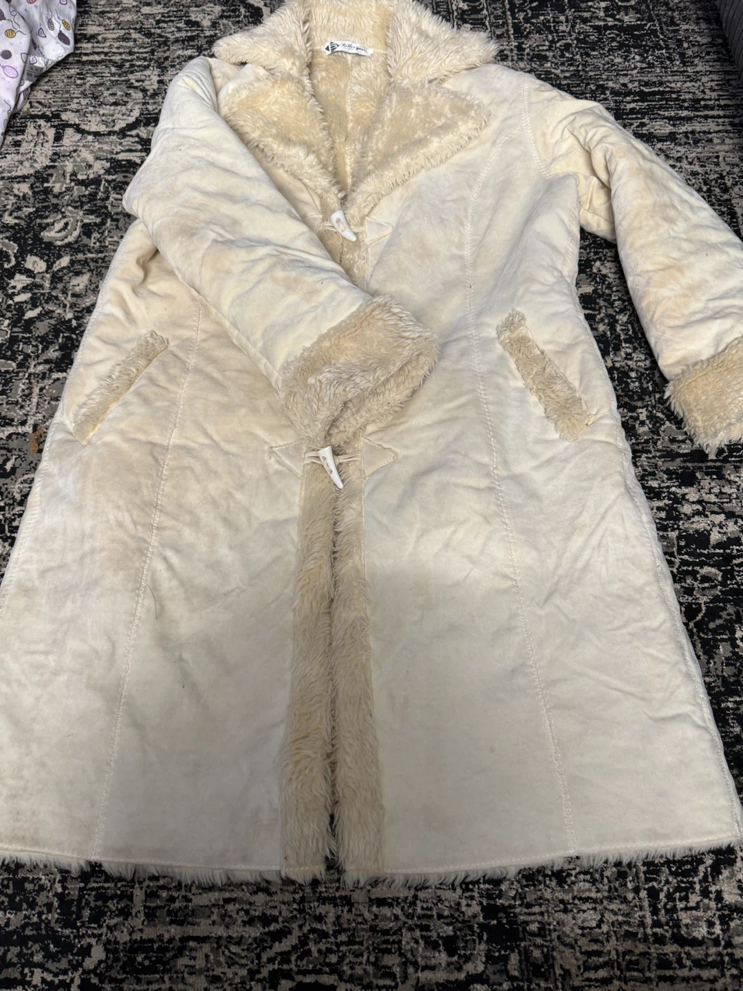 Cream Faux Shearling Long Coat - photo 2