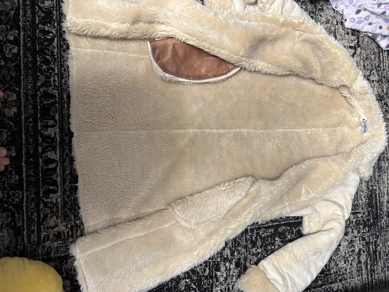 Cream Faux Shearling Long Coat - photo 3