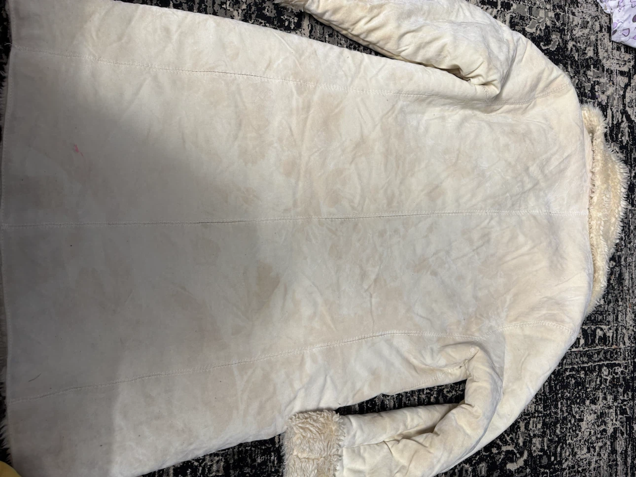 Cream Faux Shearling Long Coat - photo 5