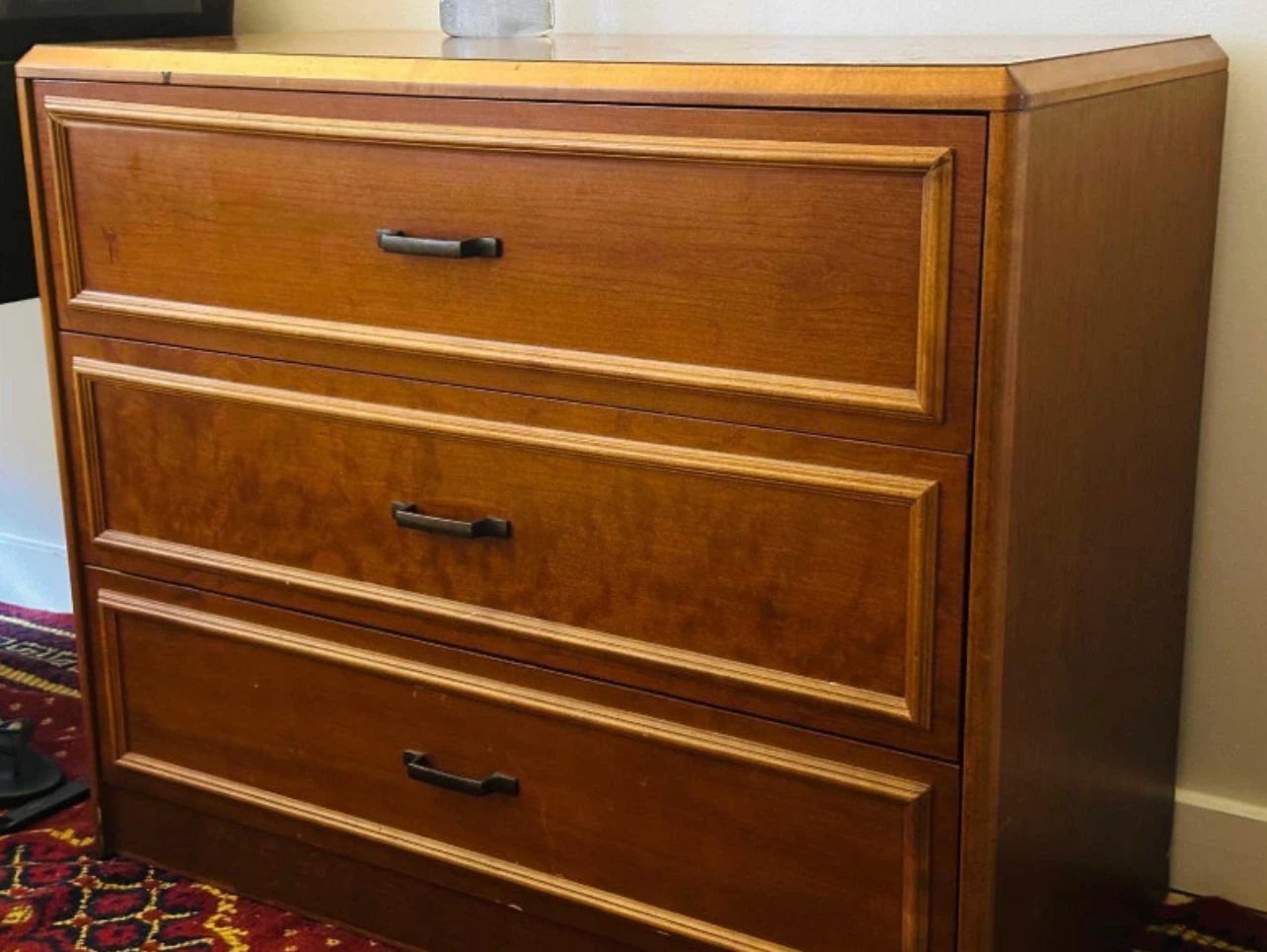 Three-drawer wooden dresser