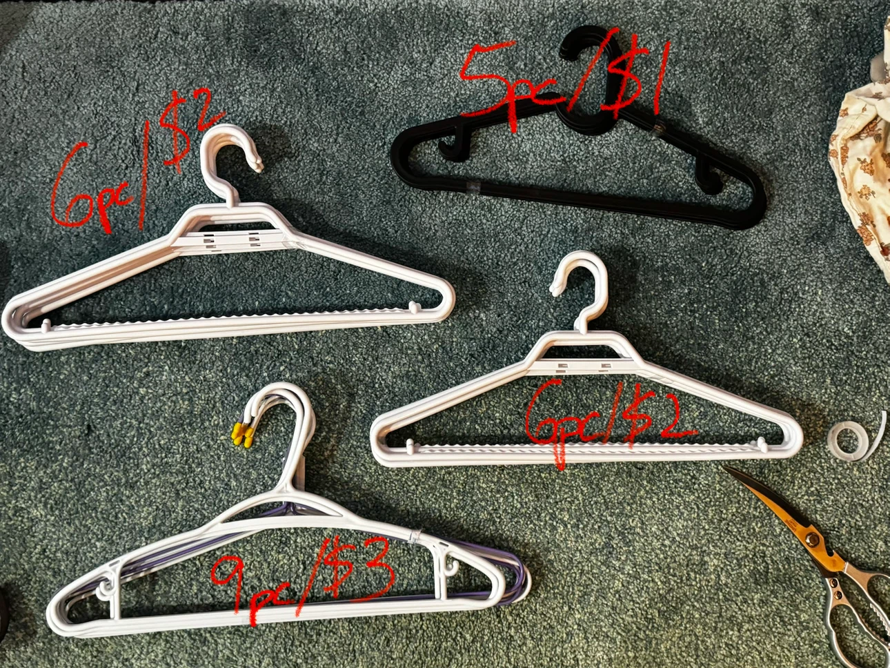 Assorted Plastic and metal Clothes Hangers