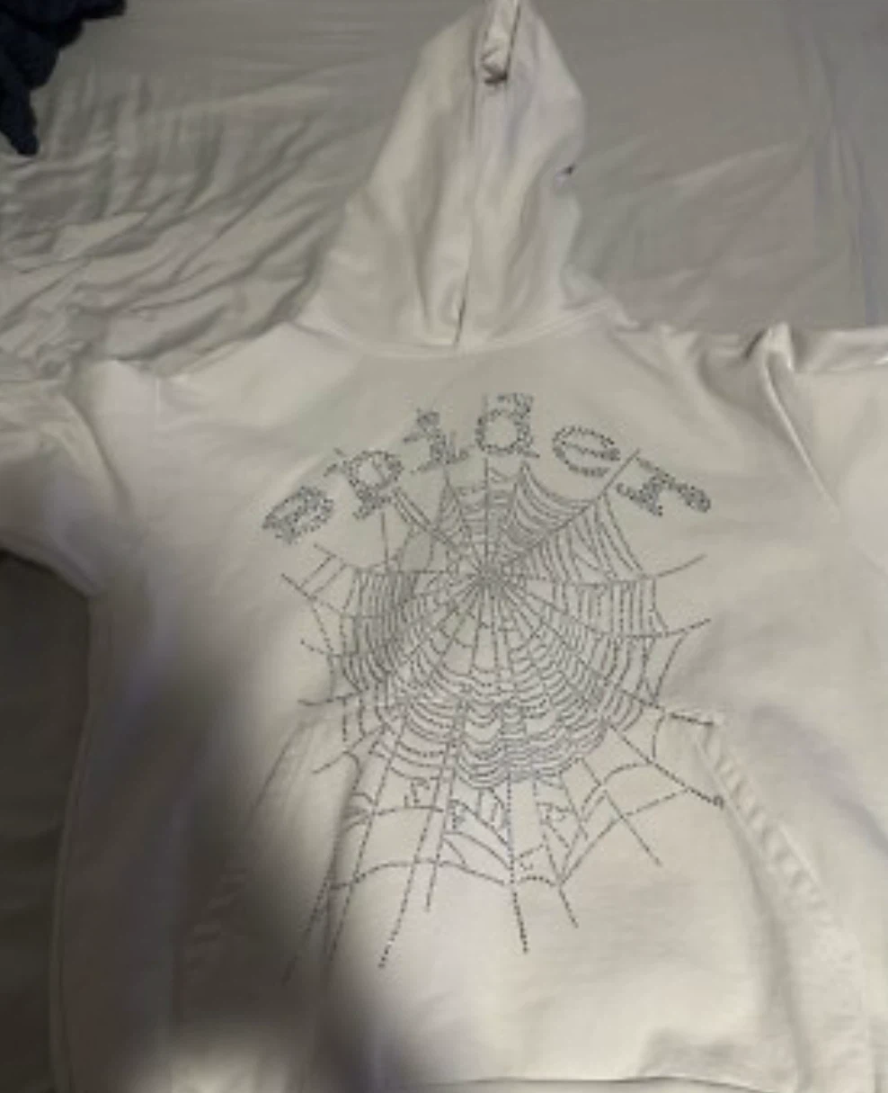Spider Worldwide White Rhinestone Hoodie
