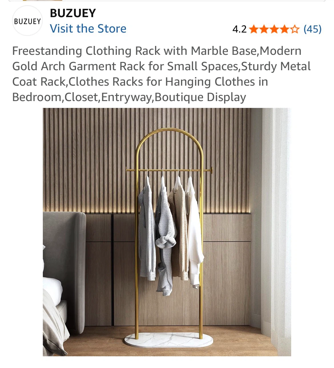 BUZUEY Gold Arch Clothing Rack with Marble Base
