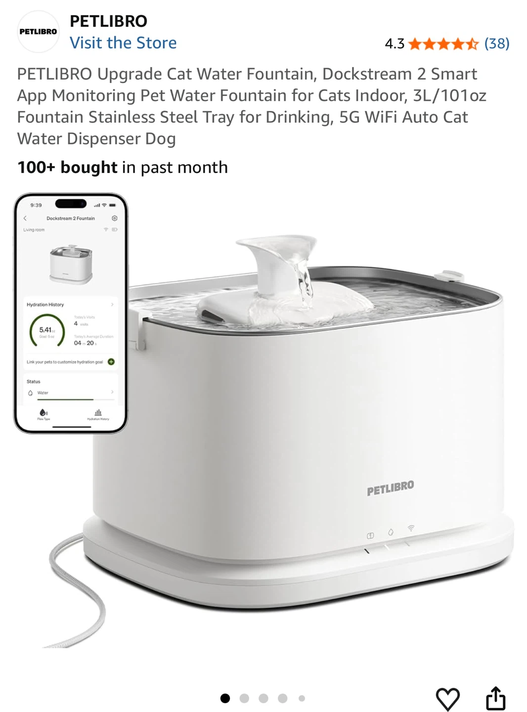 Petlibro Dockstream 2 Smart Cordless Fountain