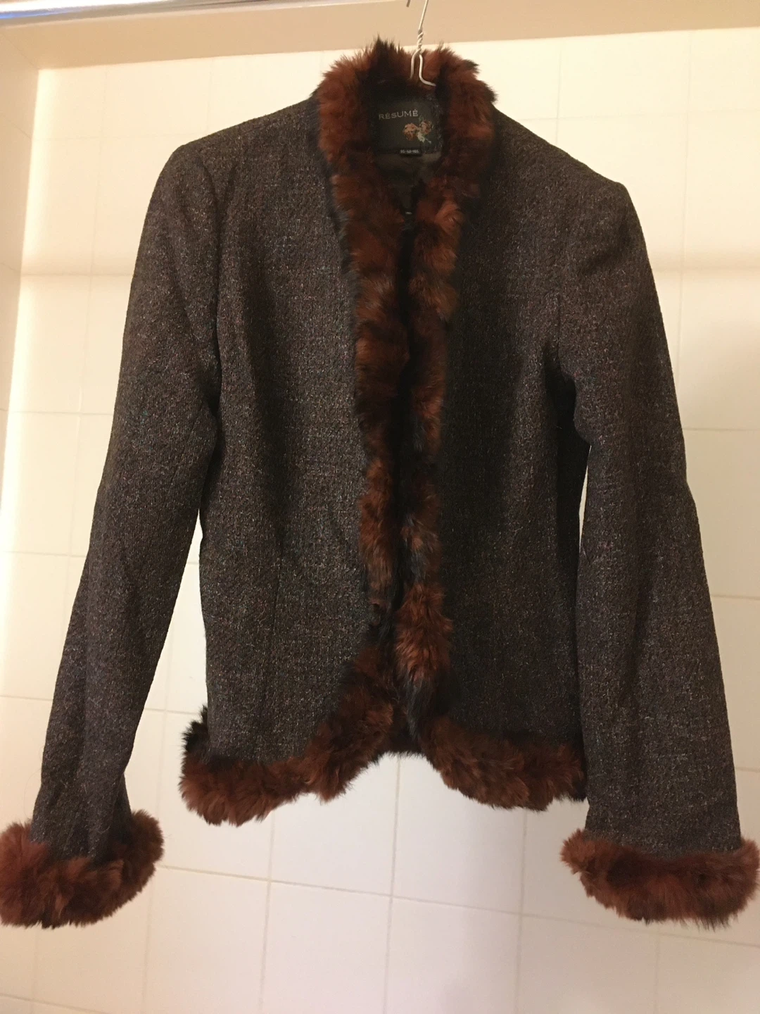 RESUME Women's Brown Tweed Coat with Fur Trim - photo 2