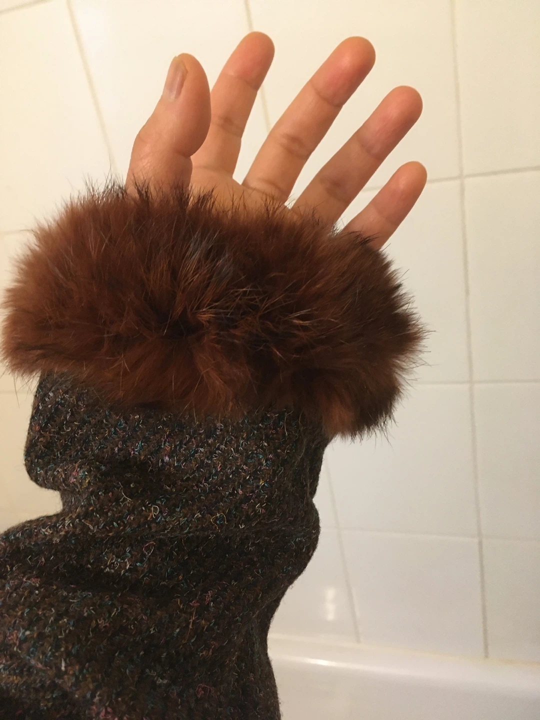 RESUME Women's Brown Tweed Coat with Fur Trim - photo 5