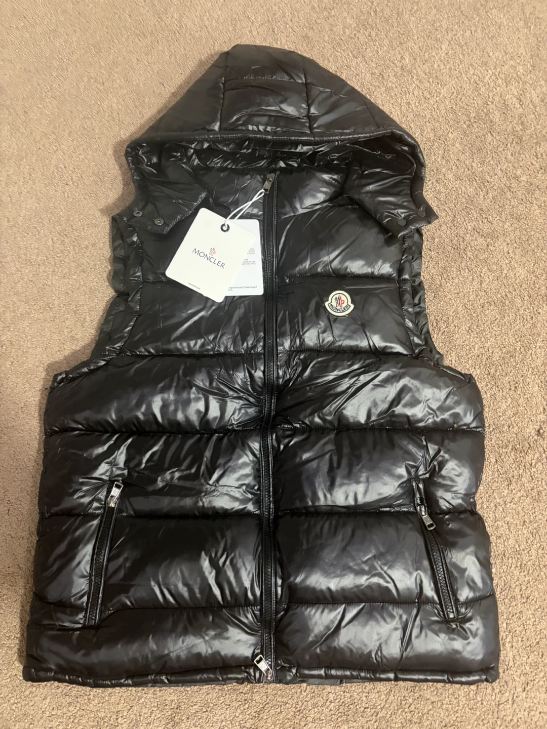 Moncler Hooded Down Vest Black