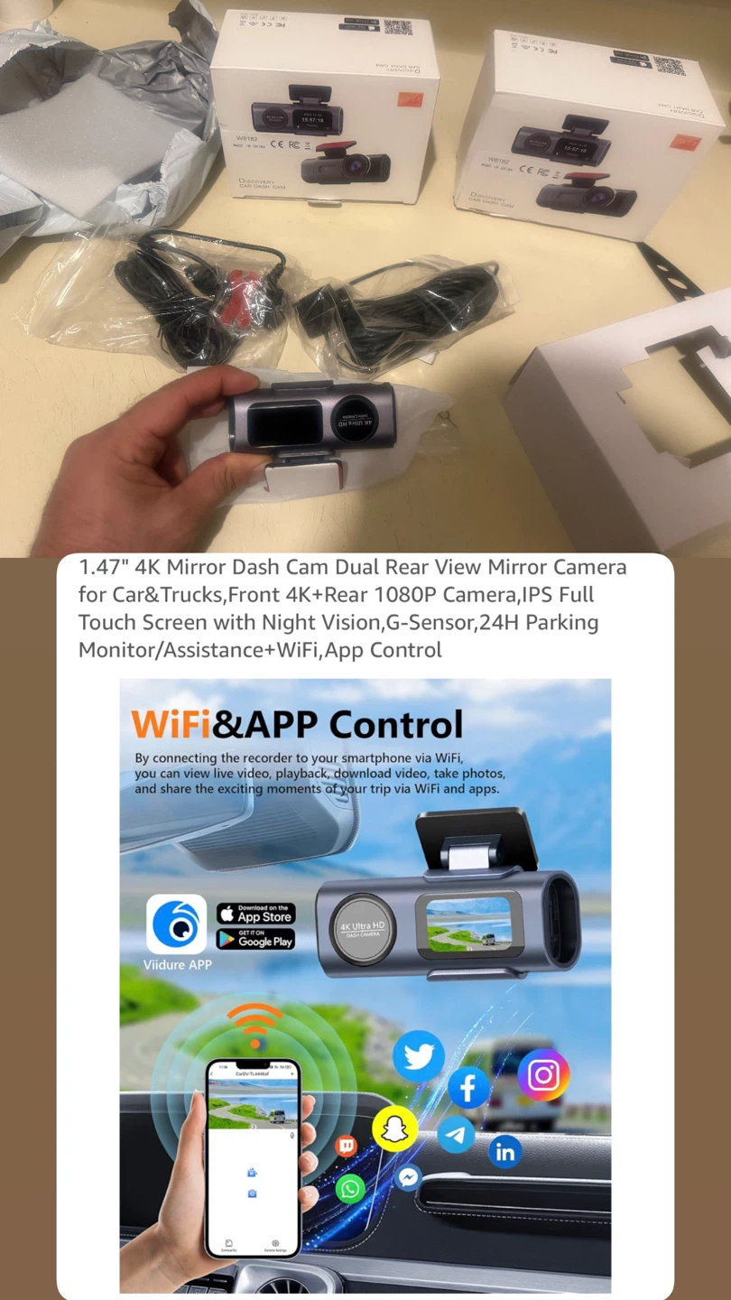 4K Dual Lens Dash Cam with WiFi and App Control