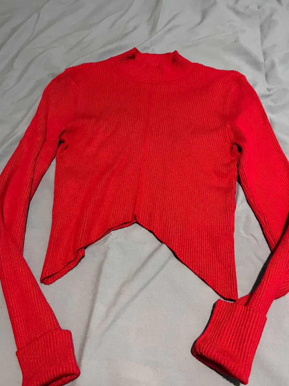 Forever 21 Ribbed Mock Neck Top Red