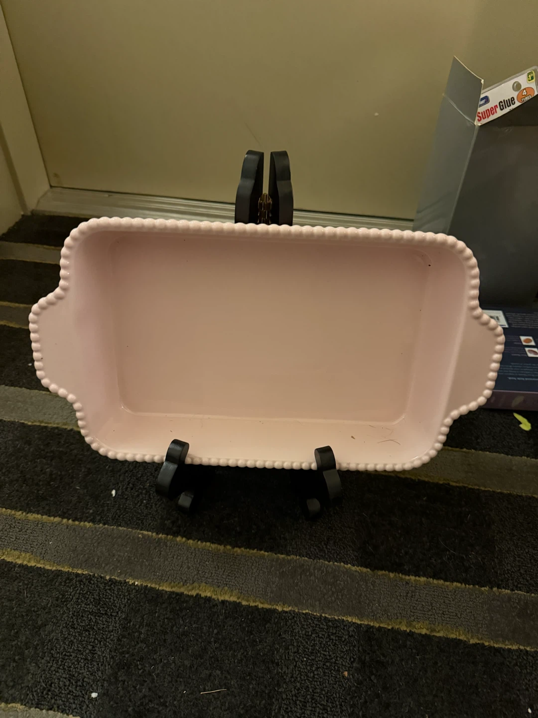 Pink Beaded Ceramic Baking Dish