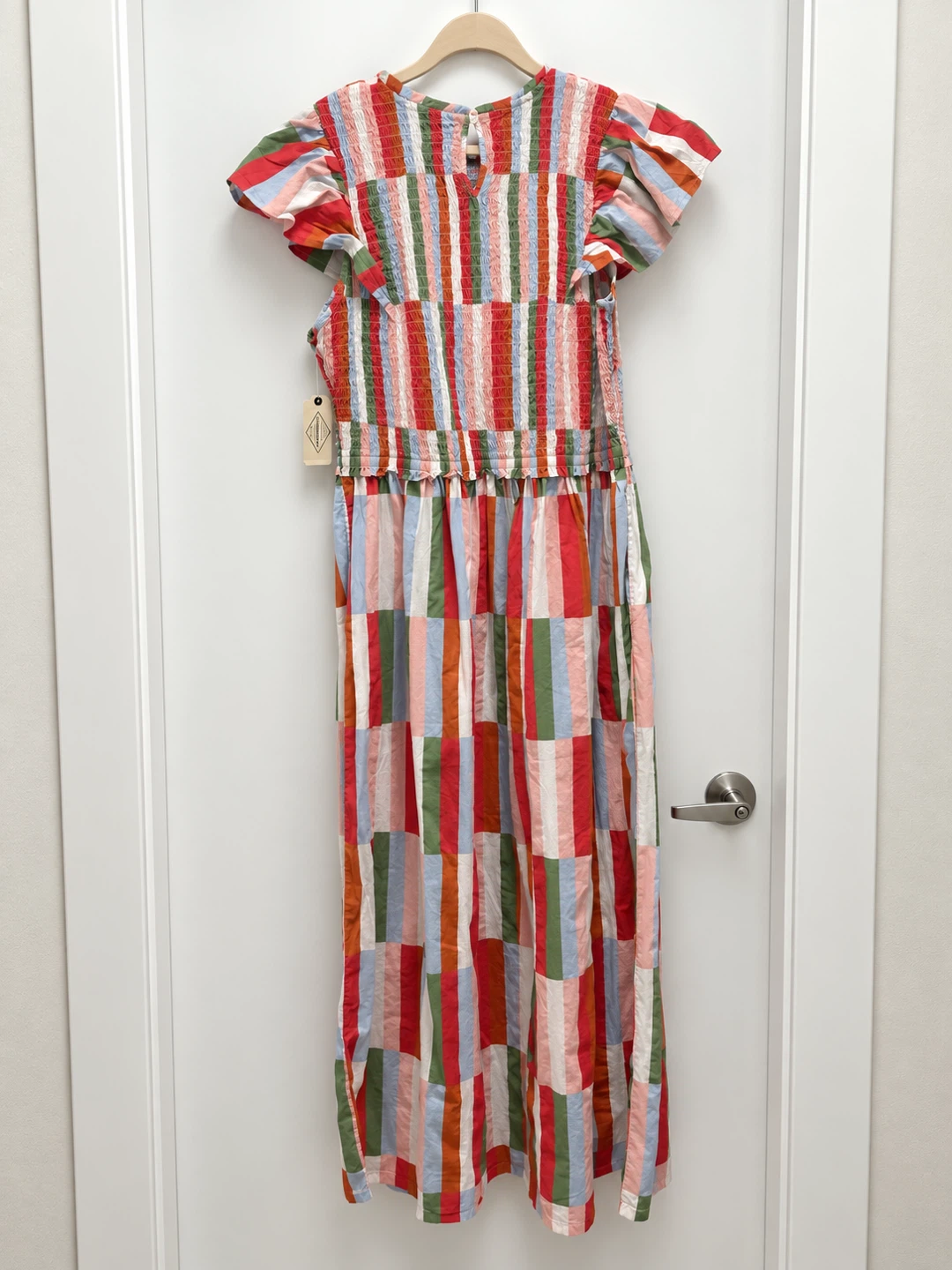 NWT Multicolor Striped Smocked Maxi Dress XL Flutter Sleeve - photo 2